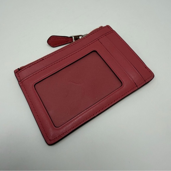 Coach Mini Skinny ID Case Pink Solid Key Ring ID Window Women's Card Wallet - Picture 4 of 15